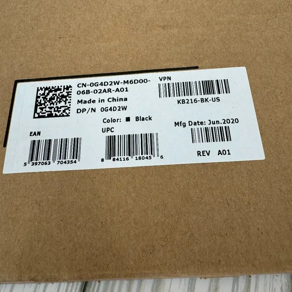 Dell black wired keyboard USB KB216-BK-US slim Qwerty quiet 104 keys NEW